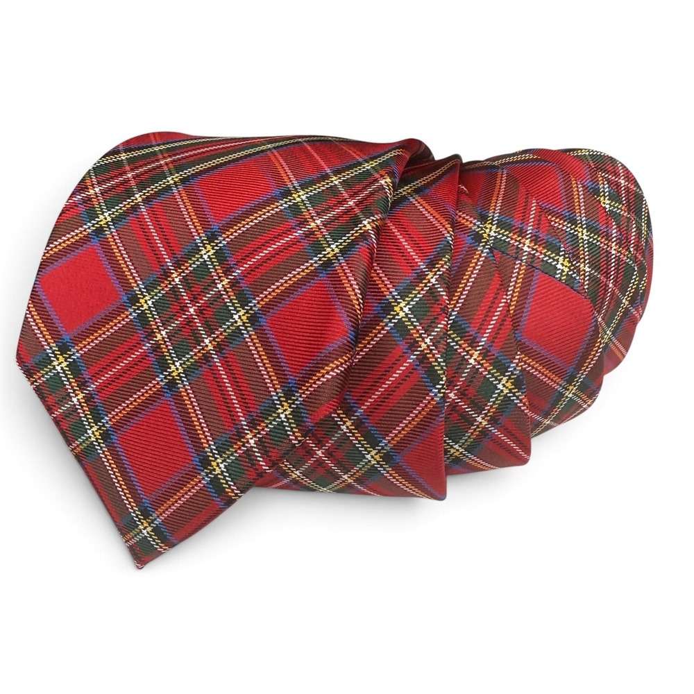 Tommy Hilfiger 100% Silk Mens Tie Red Plaid 3"x 60" Classic Preppy